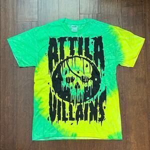 Attila Tie-Dye Green and Yellow Graphic Band T-Shirt, Size Medium, NWOT